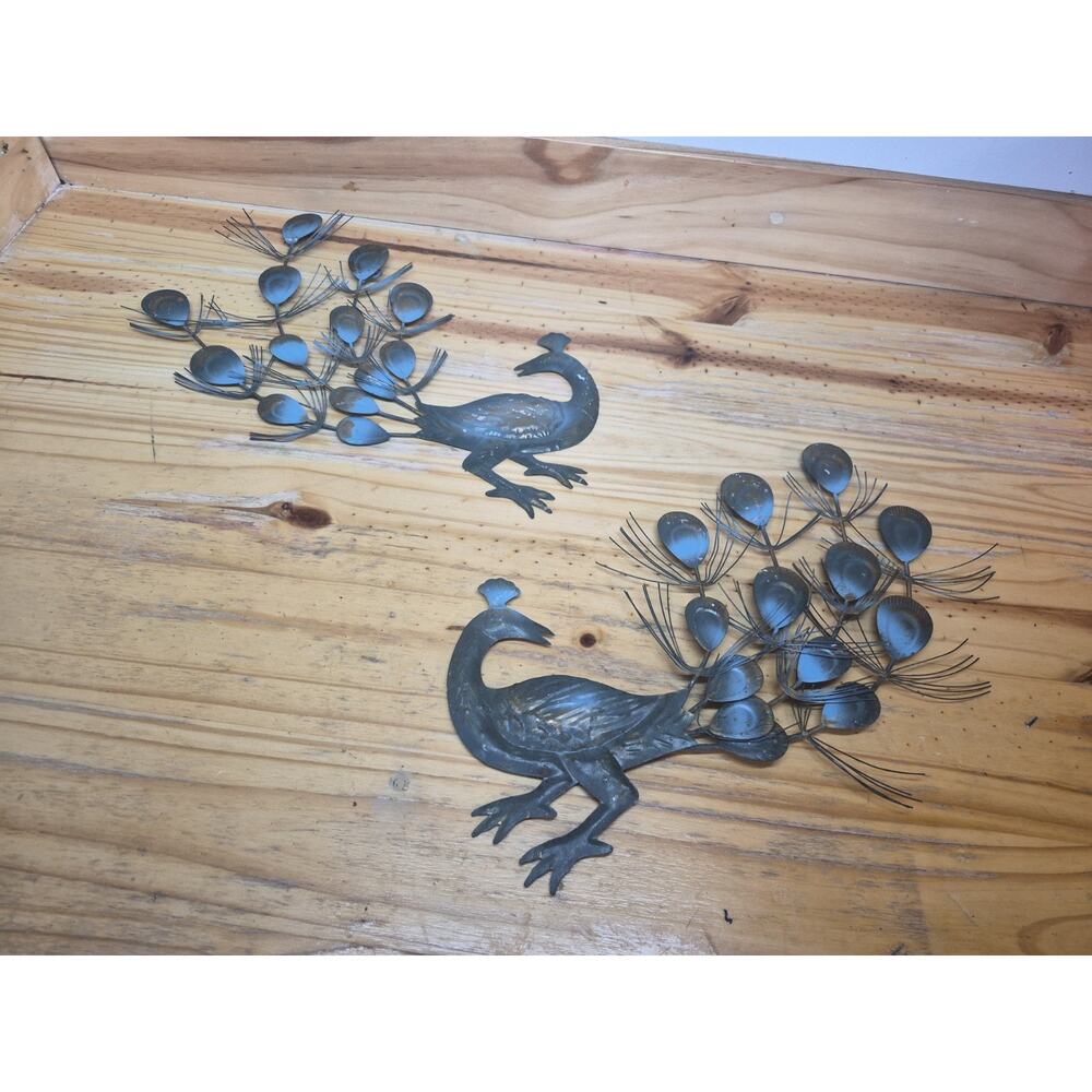 MCM Vintage Peacock Wall Art Hanger Metal Mid Century Modern Hanging Decor